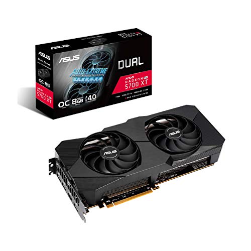 ASUS DUAL AMD Radeon RX 5700 XT EVO OC Edition Gaming Graphics Card (PCIe 4.0, 8GB GDDR6 memory, HDMI, DisplayPort, 1440p Gaming, Axial-tech Fan Design, Auto-Extreme, metal backplate) (DUAL-RX5700XT-O