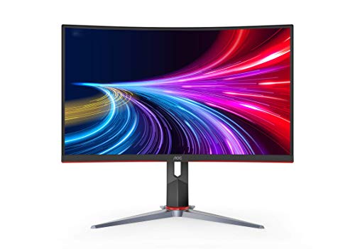 AOC C27G2Z 27" Curved Frameless Ultra-Fast Gaming Monitor, FHD 1080p, 0.5ms 240Hz, FreeSync, HDMI/DP/VGA, Height Adjustable, 3-Year Zero Dead Pixel Guarantee, Black, 27" FHD Curved