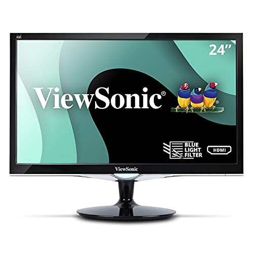 ViewSonic VX2452MH 24 Inch 2ms 60Hz 1080p Gaming Monitor with HDMI DVI and VGA inputs, Black