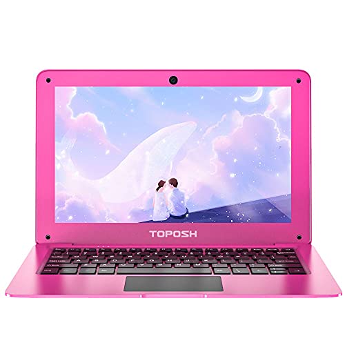 TOPOSH 10.1Inch Kids Laptop Windows 10 PC Notebook Computer 4GB RAM+64GB SSD Intel Atom X5-Z8350 Quad-Core Graphics 1.44 GHz with US Keyboard WiFi Bluetooth-Pink