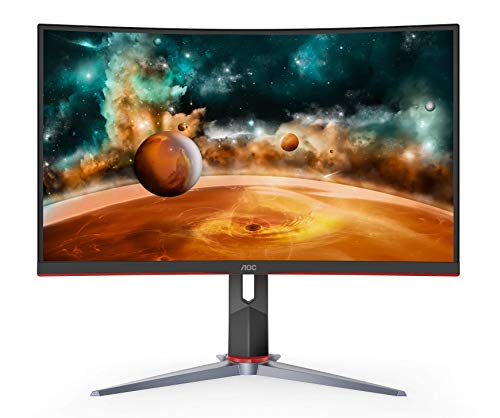 AOC CQ27G2 27" Super Curved Frameless Gaming Monitor QHD 2K, 1500R Curved VA, 1ms, 144Hz, FreeSync, Height adjustable, 3-Yr Zero Dead Pixel