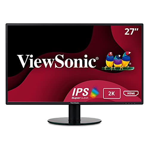 ViewSonic VA2719-2K-SMHD 27 Inch IPS 2K 1440p Frameless LED Monitor with HDMI and DisplayPort Inputs for Home and Office , Black