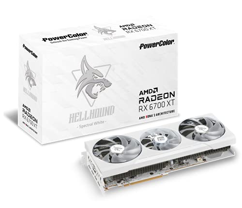 PowerColor Hellhound Spectral White AMD Radeon RX 6700 XT Gaming Graphics Card with 12GB GDDR6 Memory, Powered by AMD RDNA 2, HDMI 2.1