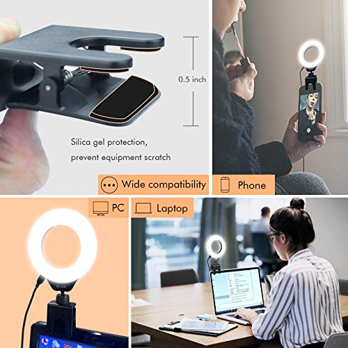 Video Conference Lighting Kit, Led Ring Light for Remote Working, Distance Learning,Zoom Call Lighting, Self Broadcasting and Live Streaming, Computer Laptop Makeup, YouTube, TikTok