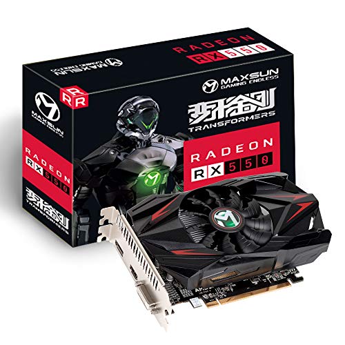 MAXSUN AMD Radeon RX 550 4GB GDDR5 ITX Computer PC Gaming Video Graphics Card GPU 128-Bit DirectX 12 PCI Express X16 3.0 DVI-D Dual Link, HDMI, DisplayPort