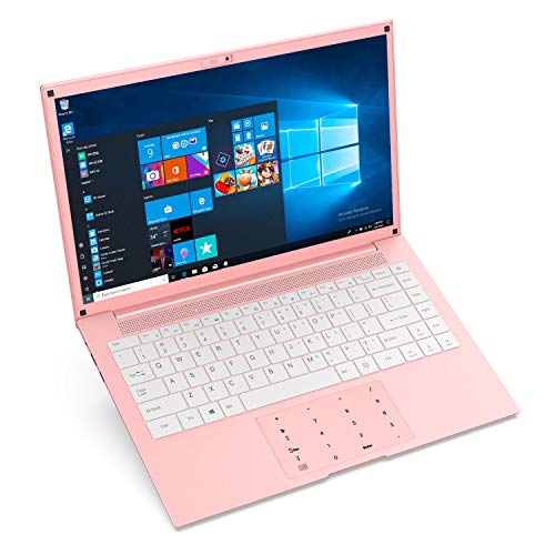 Laptop Computer 14 inch Windows 10 Notebook PC - HAOQIN HaoBook140 Intel Celeron N3350 6GB DDR RAM 128GB SSD FHD IPS Display 5.0GHz WiFi Bluetooth 4.2 HDMI Pink